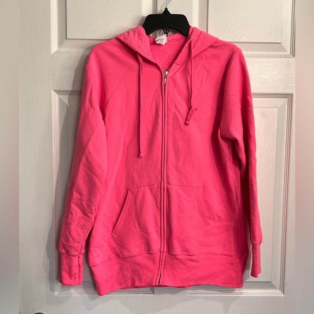 Port & Company Women’s Pink full zip hooded jacket